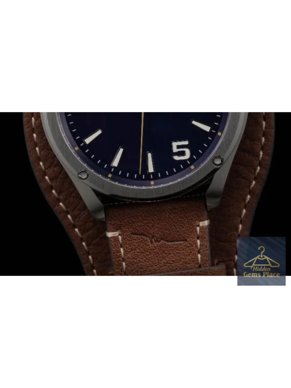 Men's Stainless Steel Quartz Watch, Sapphire Crystal, Leather Strap
